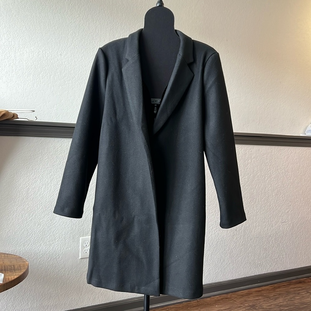 Love tree Black Faux Pea Coat